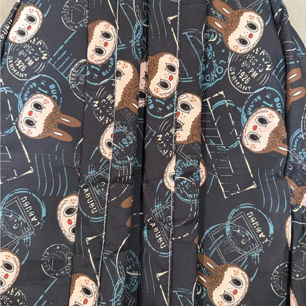 Labubu Black Backpack with adorable travel stamp design, Brand New With Tags - Picture 8 of 11